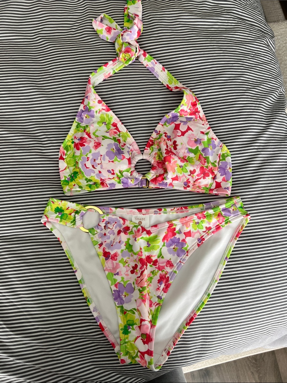 Shade & Shore Floral Bikini in Pink, Green, Purple
